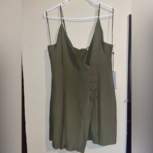 Olive Green Wrap Style Mini Dress